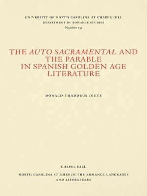 cover image of The Auto Sacramental and the Parable in Spanish Golden Age Literature